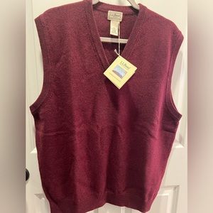 LL Bean Men’s Lambswool Sweater Vest Size XL Burgundy